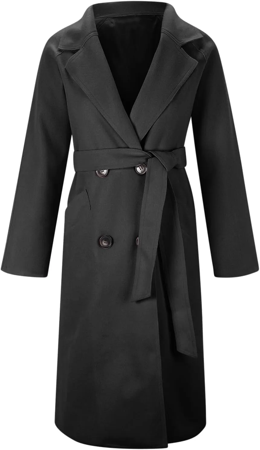 Coat for Women, Long Winter Trench Coats Elegant Solid Jackets Windproof Overcoats Casual Warm Outerwear with Belt