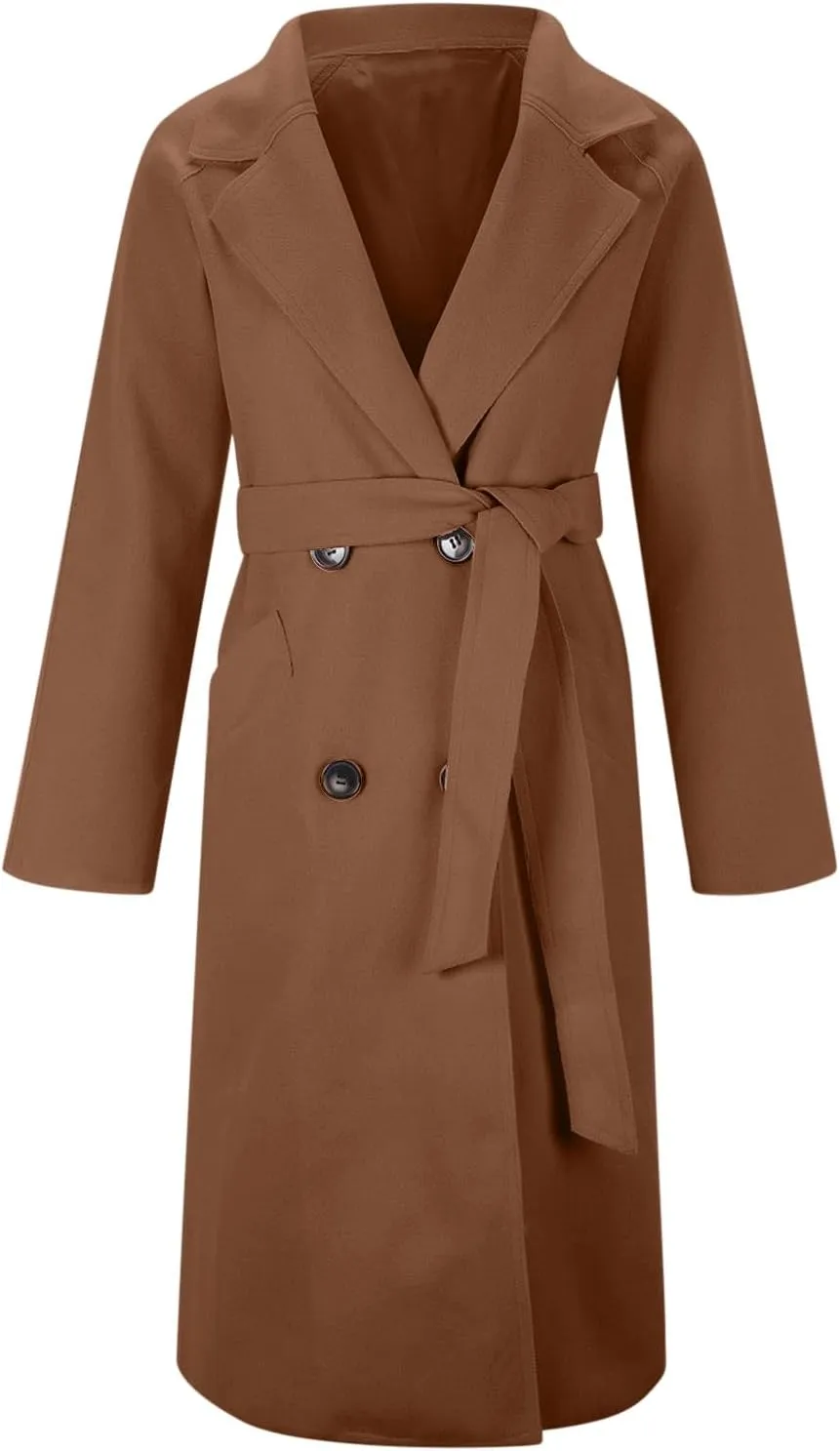Coat for Women, Long Winter Trench Coats Elegant Solid Jackets Windproof Overcoats Casual Warm Outerwear with Belt