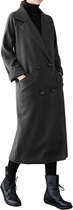 Coat for Women, Long Winter Trench Coats Elegant Solid Jackets Windproof Overcoats Casual Warm Outerwear with Belt
