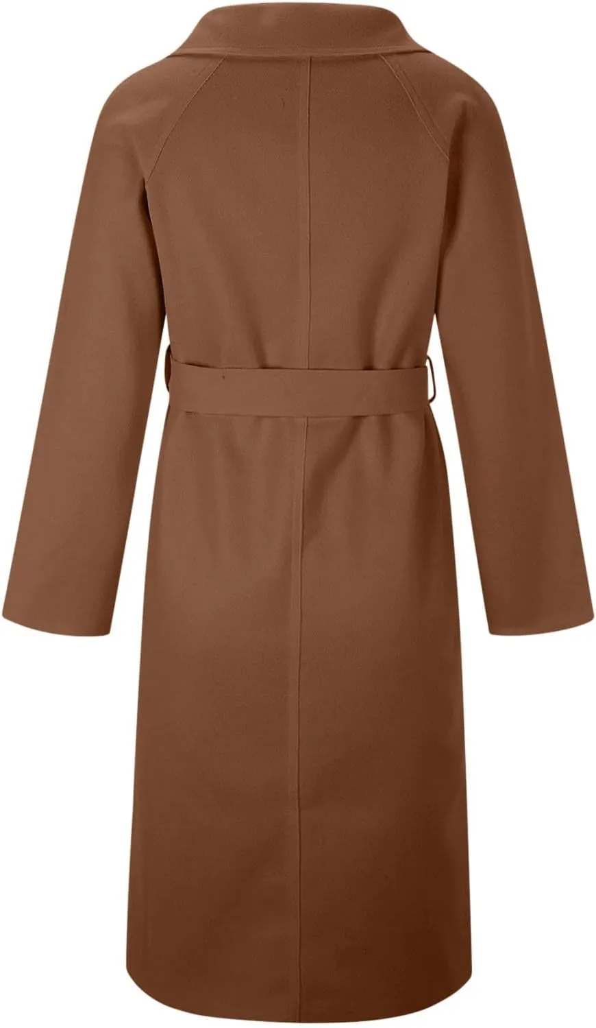 Coat for Women, Long Winter Trench Coats Elegant Solid Jackets Windproof Overcoats Casual Warm Outerwear with Belt