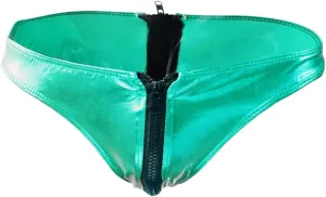 COMLIFE Men's Smooth Metallic Shiny Briefs Underwear Zip Up Bikini Swimsuit Panties Stage Clubwear