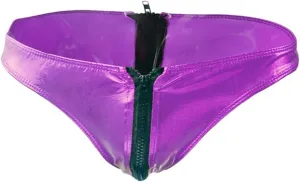COMLIFE Men's Smooth Metallic Shiny Briefs Underwear Zip Up Bikini Swimsuit Panties Stage Clubwear