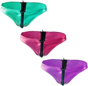 COMLIFE Men's Smooth Metallic Shiny Briefs Underwear Zip Up Bikini Swimsuit Panties Stage Clubwear