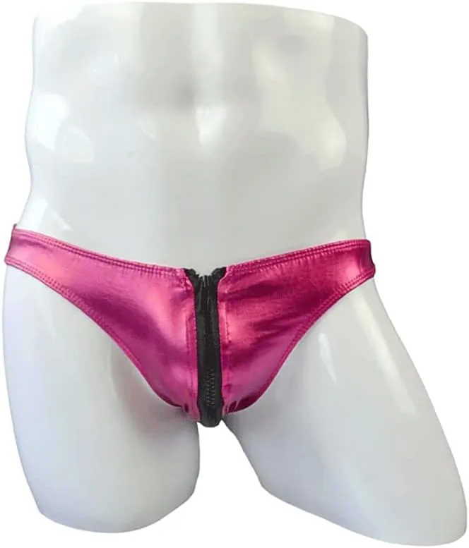 COMLIFE Men's Smooth Metallic Shiny Briefs Underwear Zip Up Bikini Swimsuit Panties Stage Clubwear