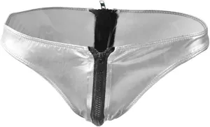 COMLIFE Men's Smooth Metallic Shiny Briefs Underwear Zip Up Bikini Swimsuit Panties Stage Clubwear