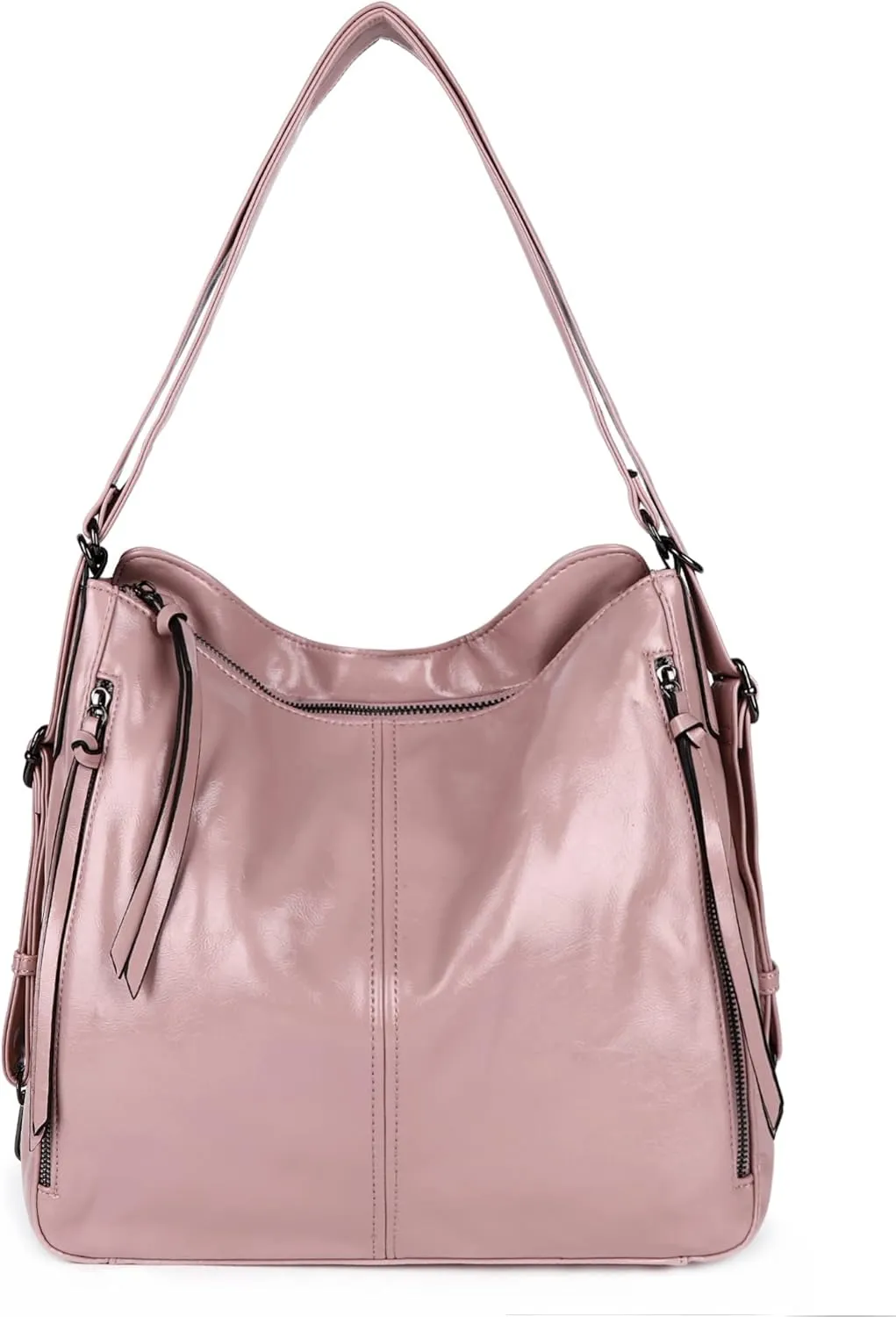 Convertible Backpack Purse For Women Handbag Hobo Tote Satchel Shoulder Bag - Smooth Dark Purple