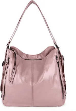 Convertible Backpack Purse For Women Handbag Hobo Tote Satchel Shoulder Bag - Smooth Dark Purple