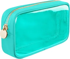 Cosmetic Bag, Transparent Makeup Pouch Durable Smooth Zippers Toiletry Bag for Home Travel Green