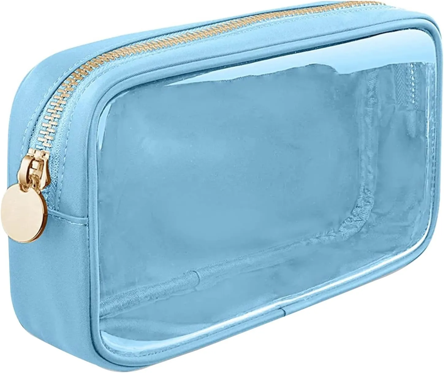 Cosmetic Bag, Transparent Makeup Pouch Durable Smooth Zippers Toiletry Bag for Home Travel Light Blue