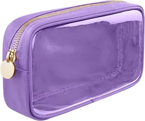 Cosmetic Bag, Transparent Makeup Pouch Durable Smooth Zippers Toiletry Bag for Home Travel Purple
