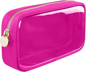 Cosmetic Bag, Transparent Makeup Pouch Durable Smooth Zippers Toiletry Bag for Home Travel Red