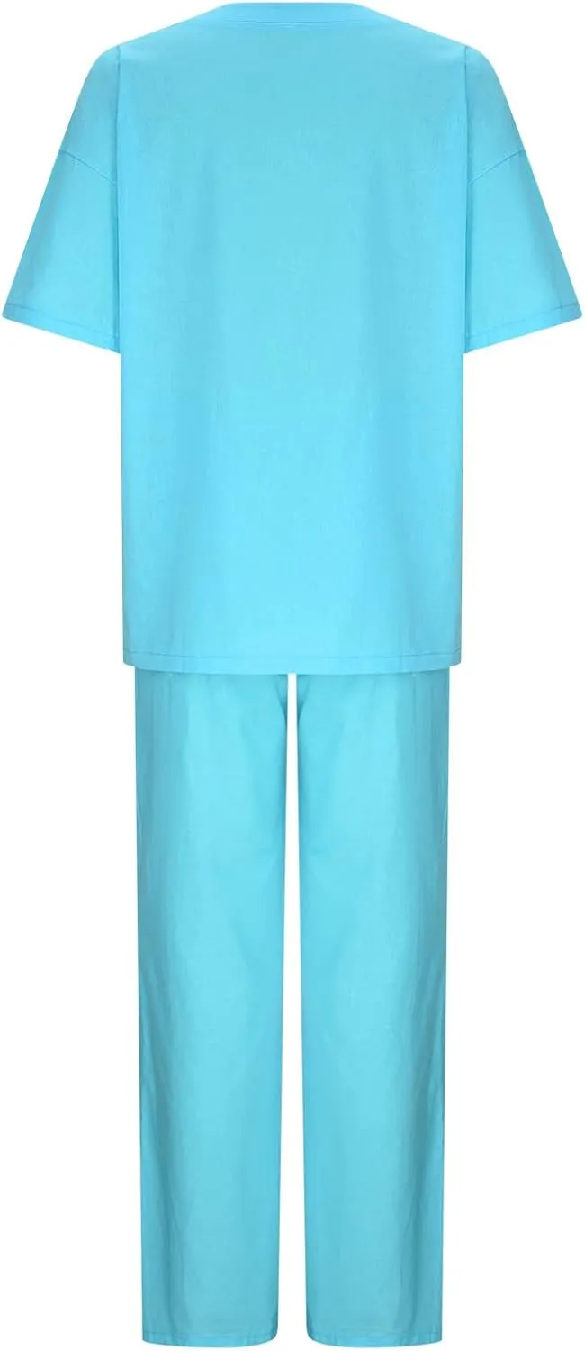 Cotton Linen 2 Piece Set for Women Summer Fall Outfits Plus Size Short Sleeve Shirts and Long Pants, Large