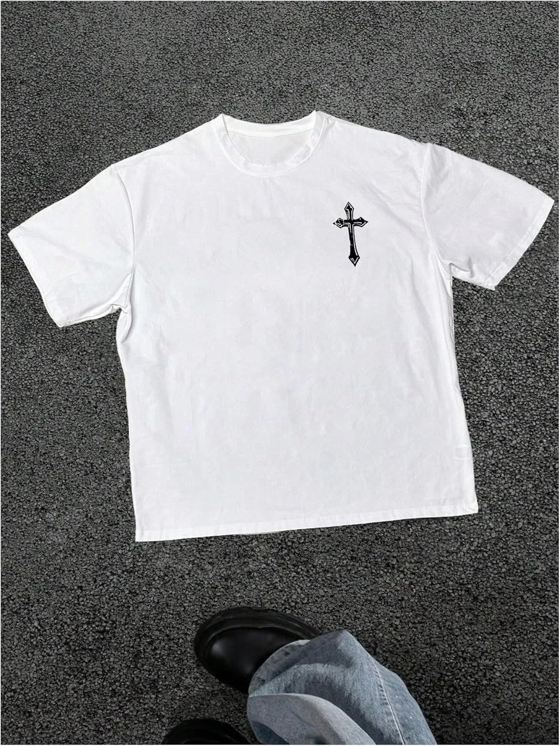COZYEASE Men's Graphic Tees Short Sleeve Letter Print Crew Neck Vintage Tops Funny T Shirt Streetwear