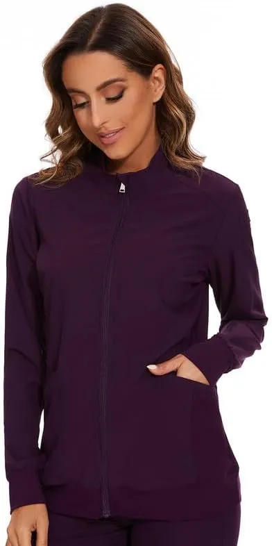 COZYFIT Scrub Jackets for Woman, Zip Front Nurse Jacket, 4-Way Stretch Fabric