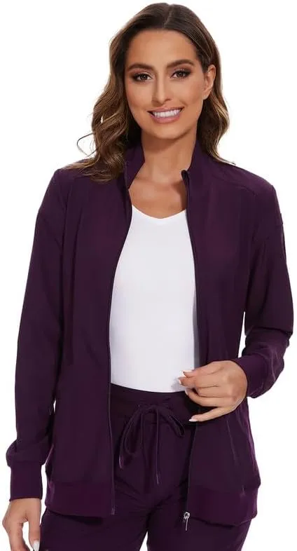 COZYFIT Scrub Jackets for Woman, Zip Front Nurse Jacket, 4-Way Stretch Fabric