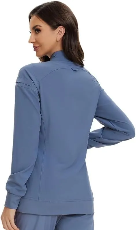 COZYFIT Scrub Jackets for Woman, Zip Front Nurse Jacket, 4-Way Stretch Fabric