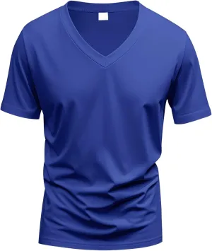 DGHM-JLMY Mens Casual Slim Fit Short Sleeve T-Shirts Soft Lightweight V-Neck Tees Gym Workout Running Athletic Tshirt