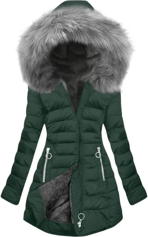 Down Jacket Women Fleece Lined Hoodie Thicken Coat Winter Thickened Cotton Coat Mid Length Quilted Jackets