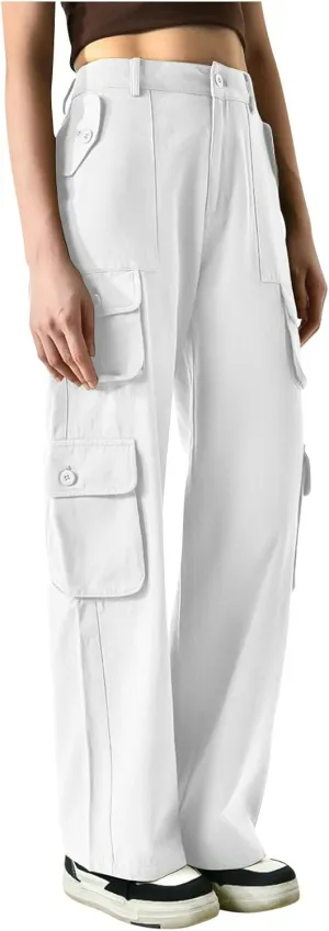 Dressy Cargo Pants for Women Trendy Straight Wide Leg Trousers High Waist Comfort Workwear Pants Fall Casual Pants