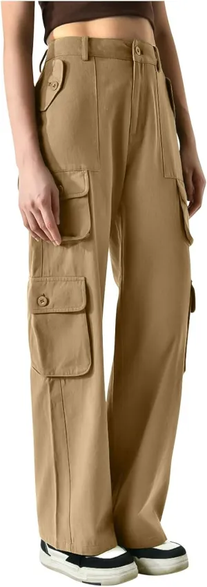 Dressy Cargo Pants for Women Trendy Straight Wide Leg Trousers High Waist Comfort Workwear Pants Fall Casual Pants