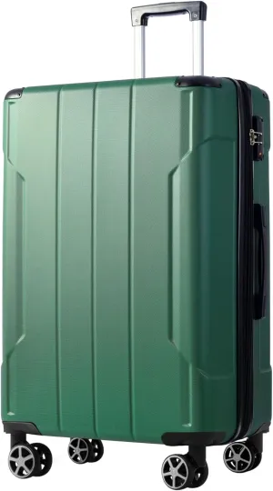 Durable Hardshell Luggage, Lightweight 28-Inch Expandable Checked Suitcase with Smooth Spinner Wheels, Green