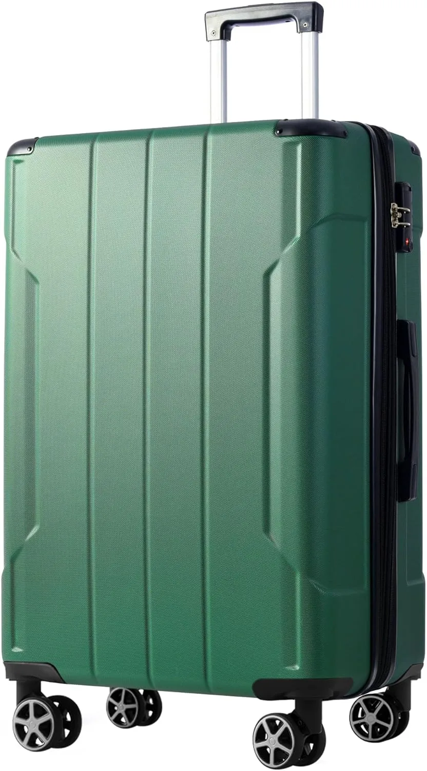 Durable Hardshell Luggage, Lightweight 28-Inch Expandable Checked Suitcase with Smooth Spinner Wheels, Green
