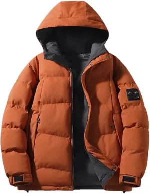 Dvbfufv Men's Winter Cotton-Padded Coat Men Sports Thick Hooded Down Padded Jacket Youth Warm Daily Casual Trendy Coat