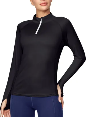 Ewedoos Rash Guard for Women UPF50  UV Sun Protection Clothing SPF Shirts Long Sleeve Swim Shirts for Woman with Pockets