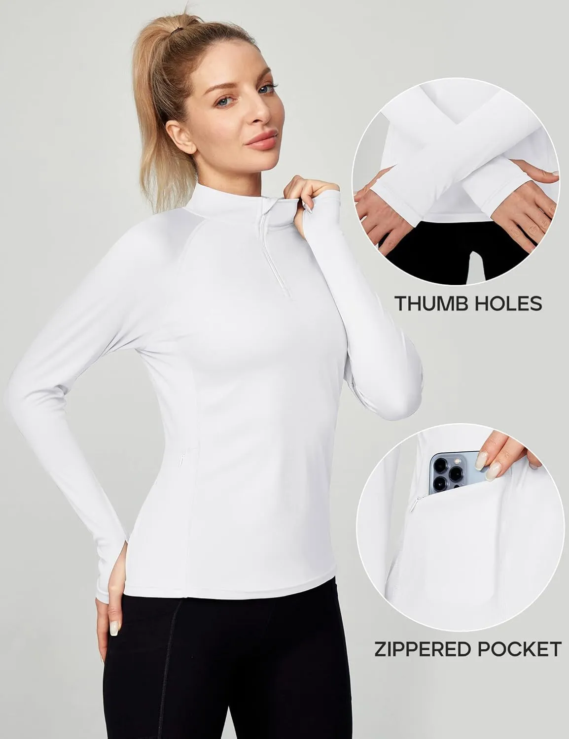 Ewedoos Rash Guard for Women UPF50  UV Sun Protection Clothing SPF Shirts Long Sleeve Swim Shirts for Woman with Pockets
