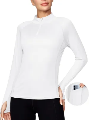 Ewedoos Rash Guard for Women UPF50  UV Sun Protection Clothing SPF Shirts Long Sleeve Swim Shirts for Woman with Pockets