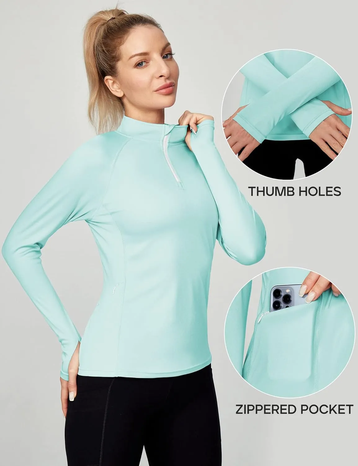 Ewedoos Rash Guard for Women UPF50  UV Sun Protection Clothing SPF Shirts Long Sleeve Swim Shirts for Woman with Pockets