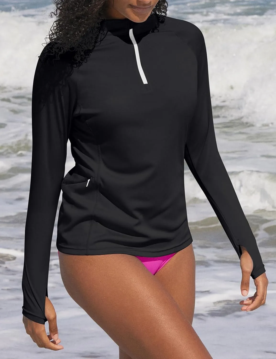 Ewedoos Rash Guard for Women UPF50  UV Sun Protection Clothing SPF Shirts Long Sleeve Swim Shirts for Woman with Pockets