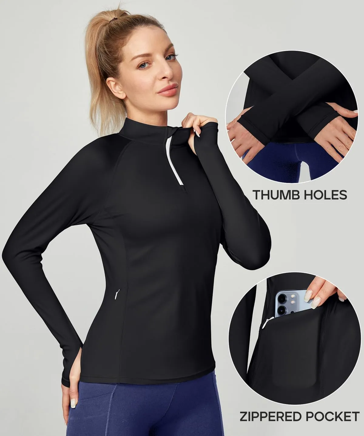 Ewedoos Rash Guard for Women UPF50  UV Sun Protection Clothing SPF Shirts Long Sleeve Swim Shirts for Woman with Pockets