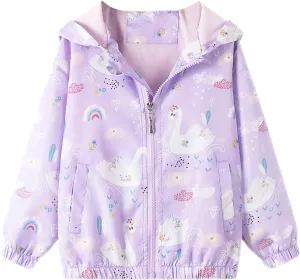 Feidoog Kids Baby Toddler Girls Cartoon Spring Fall Outerwear Windbreaker Zipper Hooded Jackets Coat