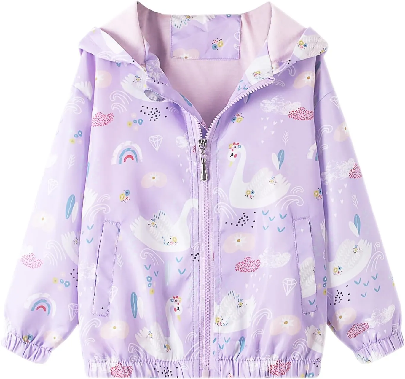 Feidoog Kids Baby Toddler Girls Cartoon Spring Fall Outerwear Windbreaker Zipper Hooded Jackets Coat