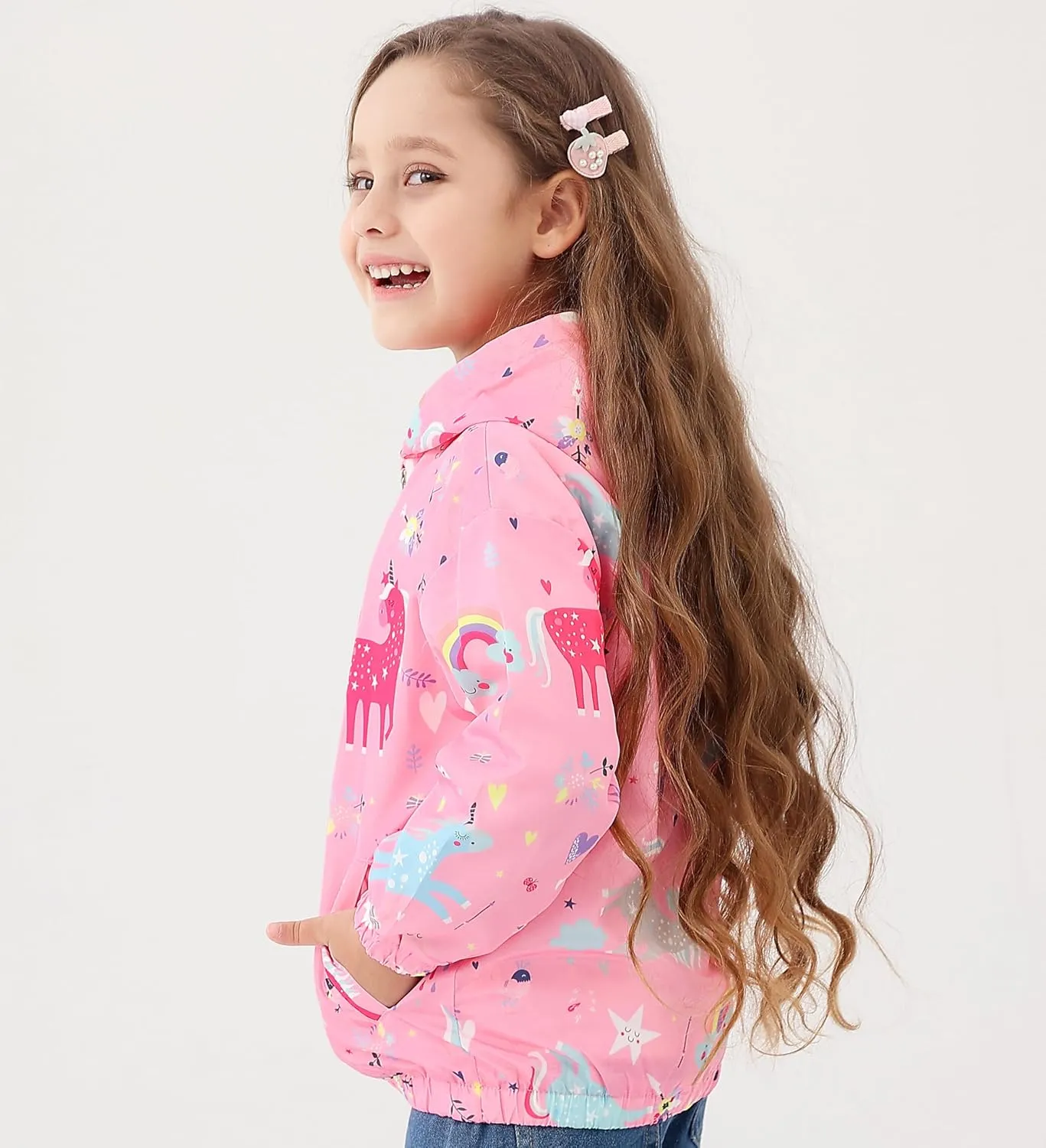 Feidoog Kids Baby Toddler Girls Cartoon Spring Fall Outerwear Windbreaker Zipper Hooded Jackets Coat