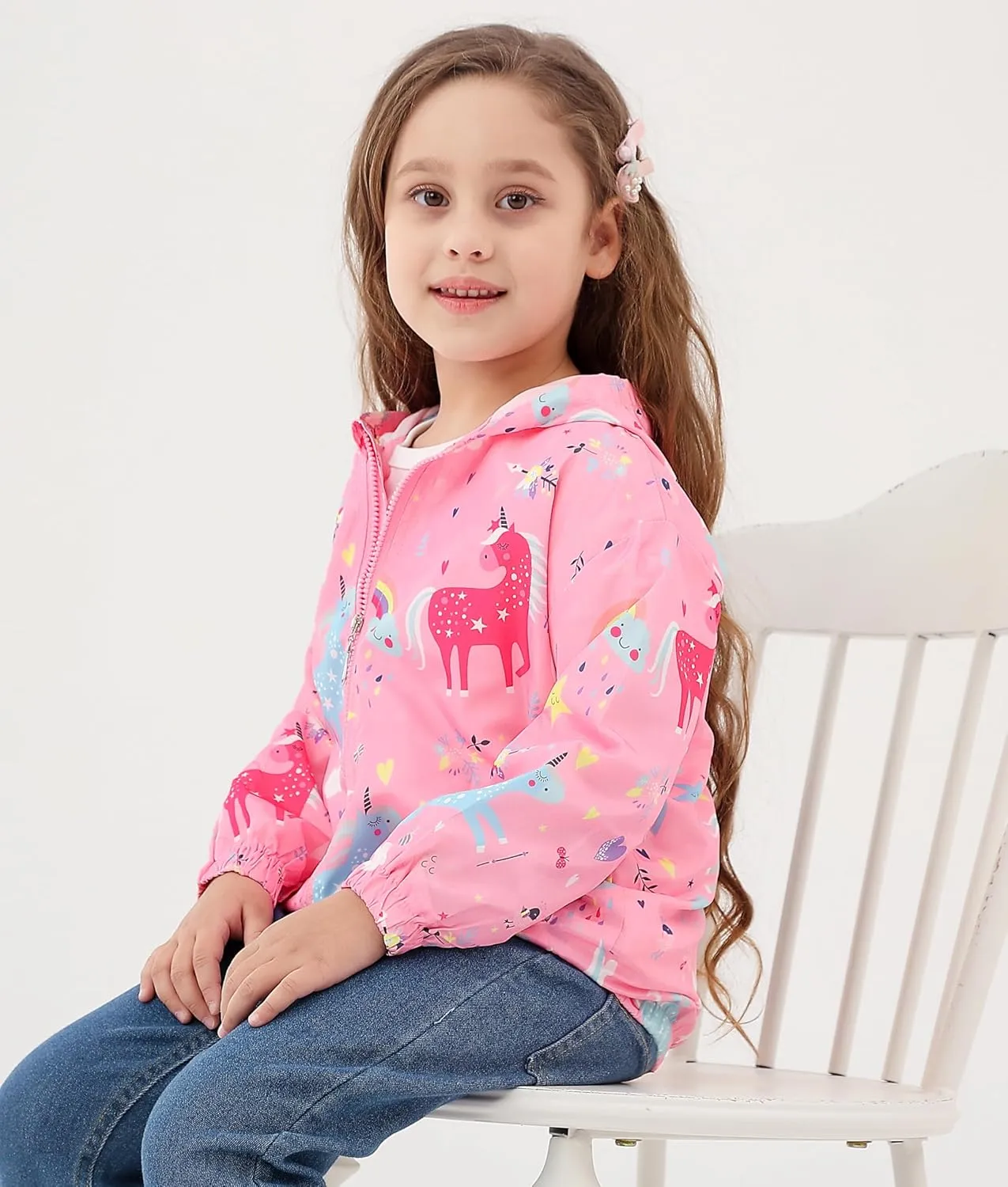 Feidoog Kids Baby Toddler Girls Cartoon Spring Fall Outerwear Windbreaker Zipper Hooded Jackets Coat
