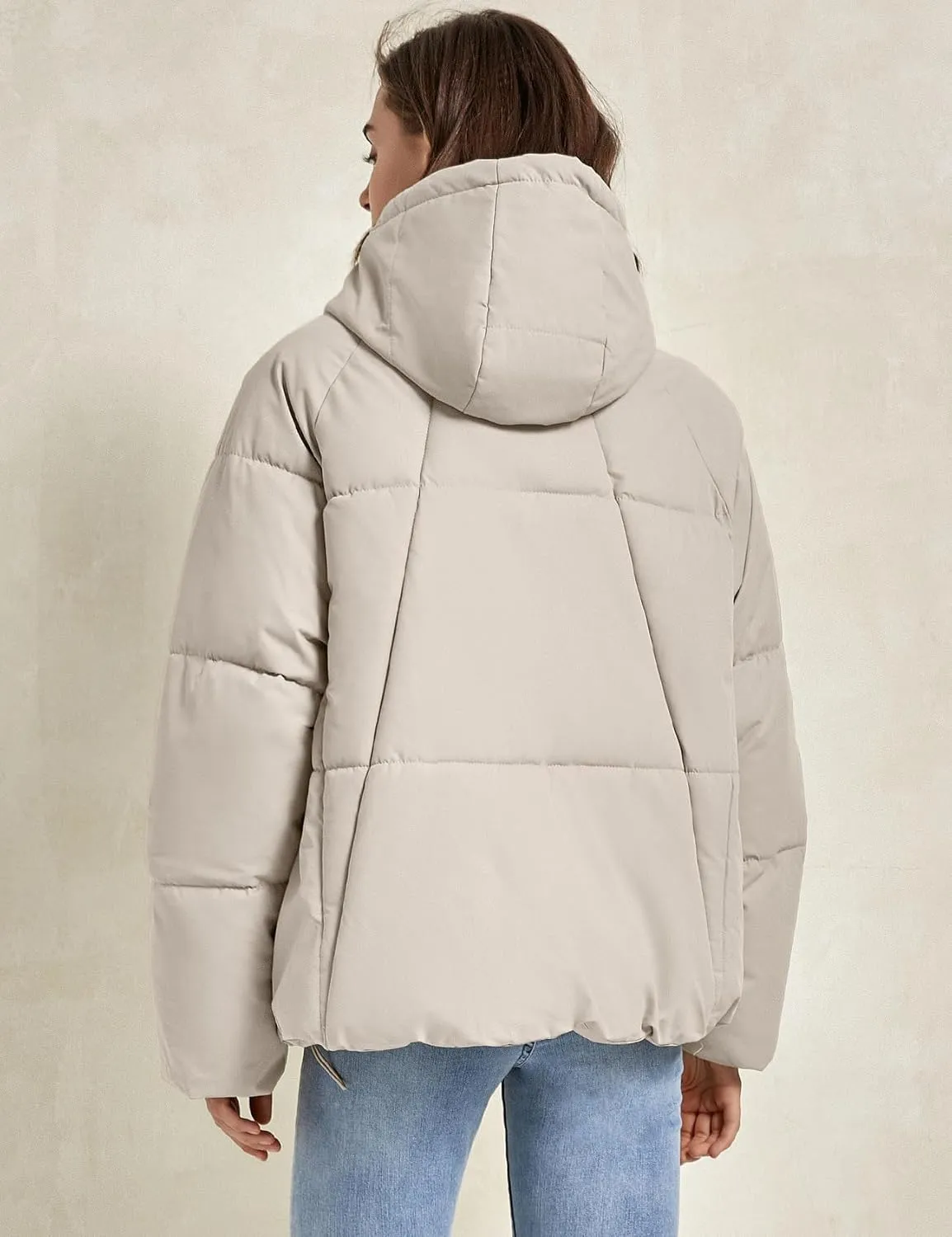 Flygo Womens Hoodies Puffer Jacket Zip Up Quilted Hooded Bubble Padded Down Winter Coats Long Sleeve Jackets with Pockets