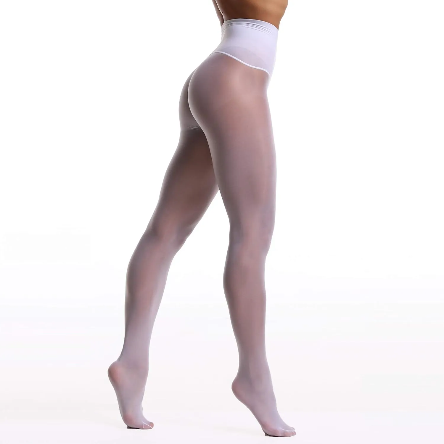 Frola Oil Shiny Stockings Pantyhose 360Seamless Crotch High Waist Smooth Tights for Women