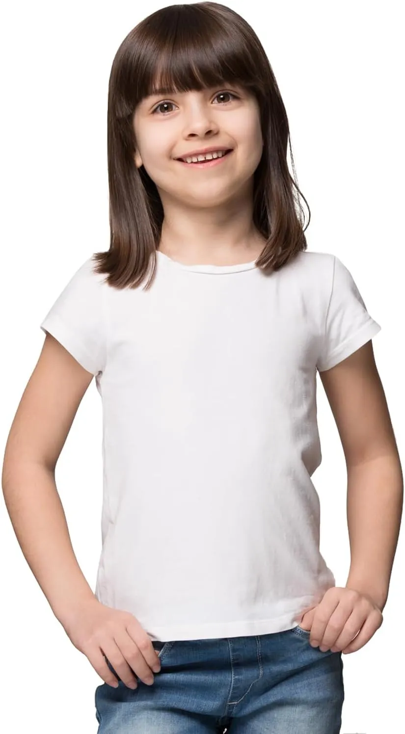 Girls Cotton Undershirt Short Sleeve T-Shirt, Multi Pack (Size 2T-14)
