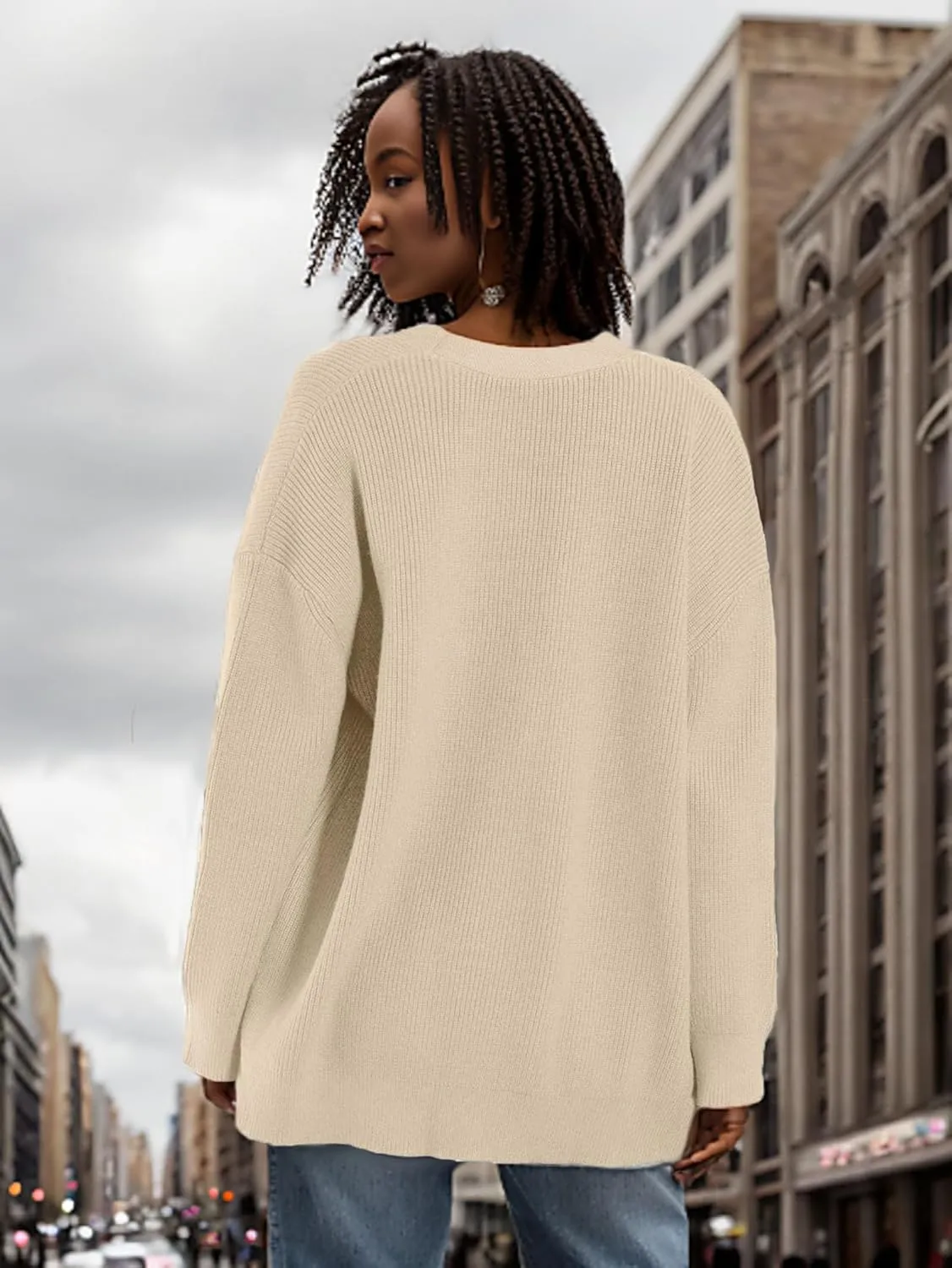 GOLDSTITCH Women's Cardigan 2025 Open Front Oversized Button V Neck Loose Cardigans Knit Outwear