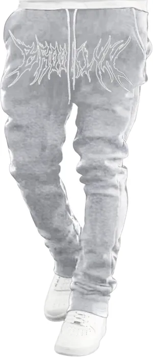 GORGLITTER Men's Graphic Baggy Sweatpants Wide Leg Y2K Drawstring Stacked Jogger Pants with Pockets