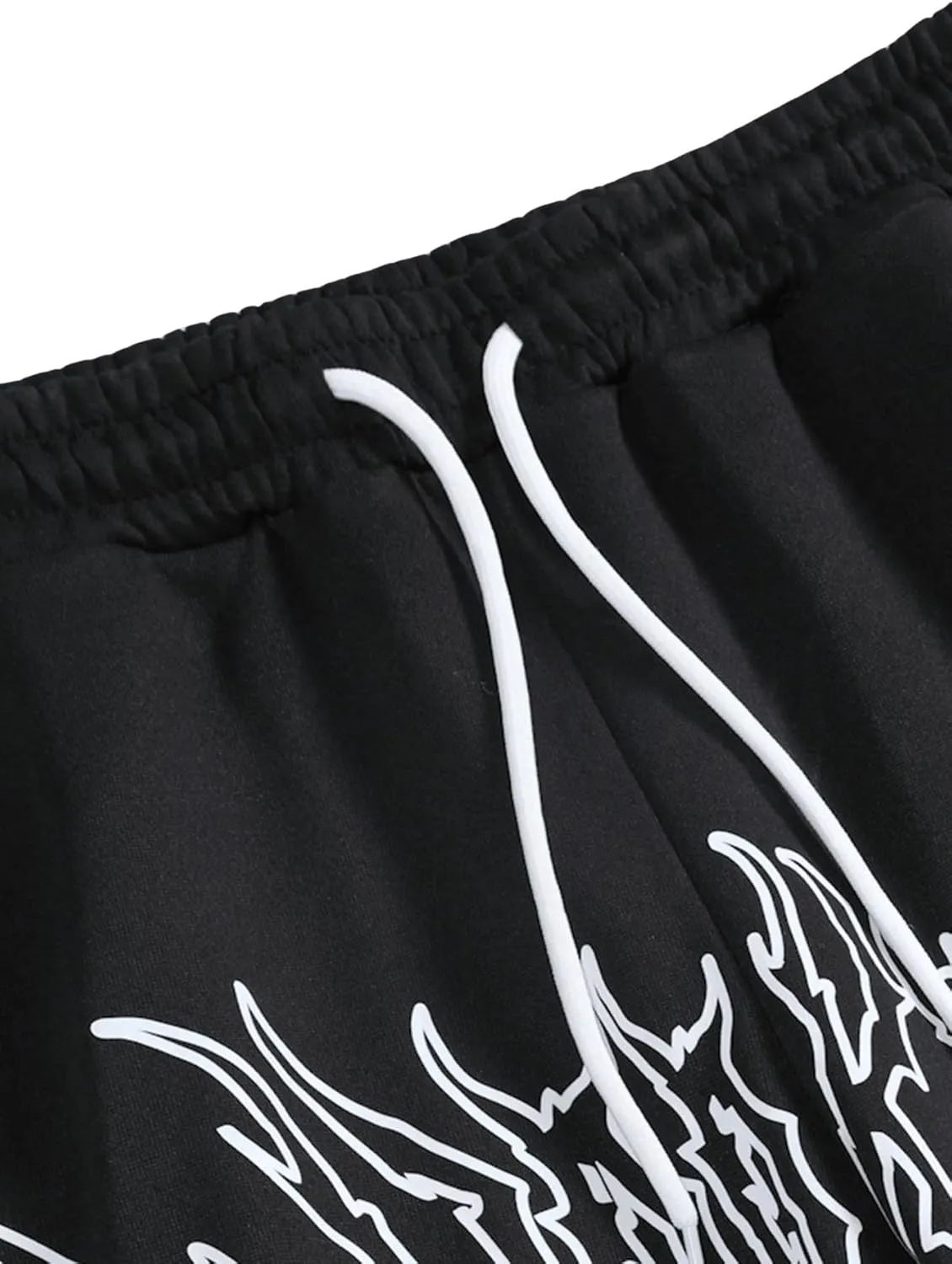 GORGLITTER Men's Graphic Baggy Sweatpants Wide Leg Y2K Drawstring Stacked Jogger Pants with Pockets