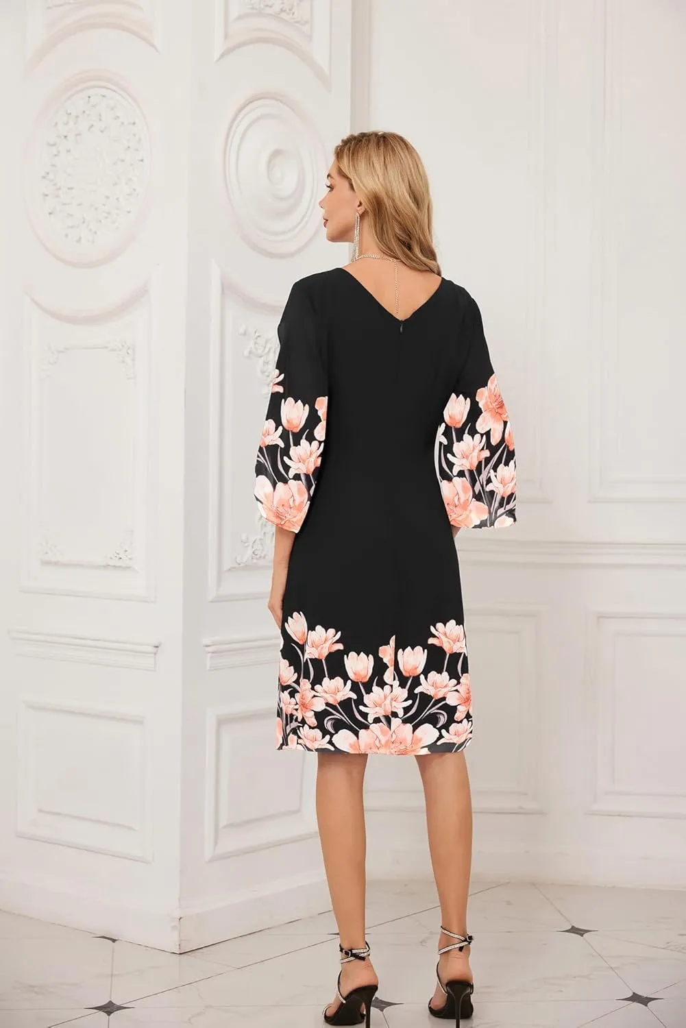 GRACE KARIN Womens Chiffon Dresses Flutter Sleeve Party Wedding Cocktail Dress Size 8-20