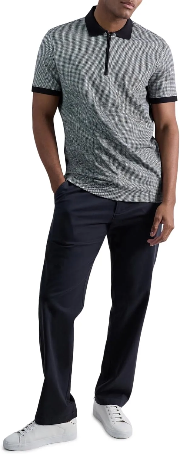 Haggar Men's Premium Comfort Quarter Zip Short Sleeve Polo Shirt