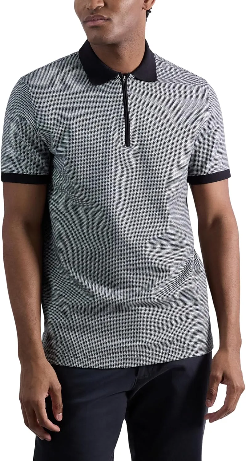 Haggar Men's Premium Comfort Quarter Zip Short Sleeve Polo Shirt