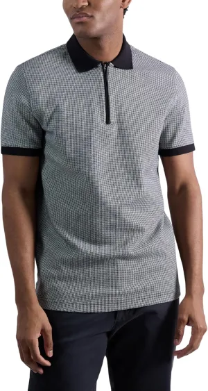 Haggar Men's Premium Comfort Quarter Zip Short Sleeve Polo Shirt