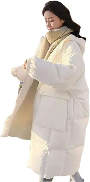 Haitpant Women Loose Hooded Down Cotton Parkas Thicken Oversize Jackets Korean Long Padded Winter Warm Coat
