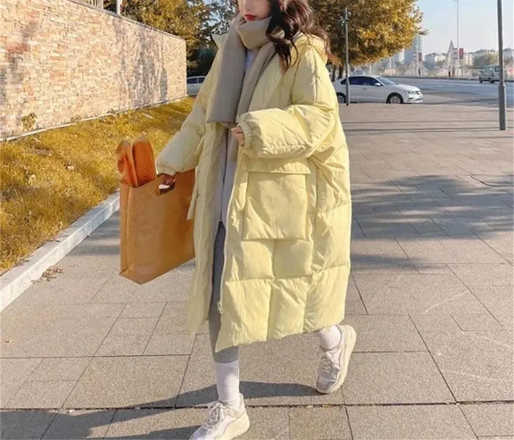 Haitpant Women Loose Hooded Down Cotton Parkas Thicken Oversize Jackets Korean Long Padded Winter Warm Coat