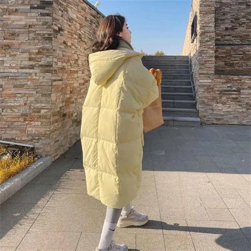 Haitpant Women Loose Hooded Down Cotton Parkas Thicken Oversize Jackets Korean Long Padded Winter Warm Coat